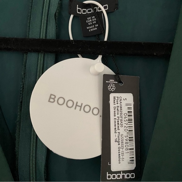 Satin pleated plunge gown occasion emerald maxi dress XL - Picture 7 of 7